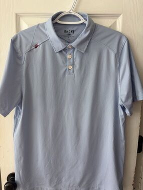 RHONE Men's Pale Blue Golf Polo Size Medium